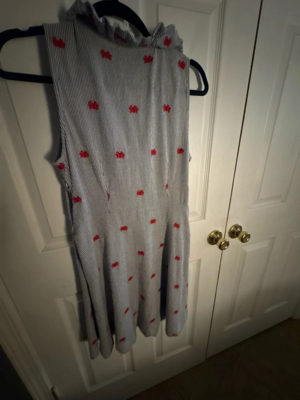 crown & ivy Navy Striped Top with Red Crab Embroidery - Picture 5 of 6